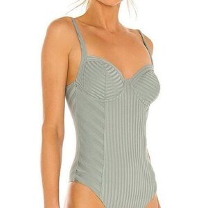 All saints Yuni green ribbed bodysuit size 4